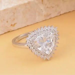 Lustro Stella Finest CZ Double Halo Ring in Platinum over Sterling Silver.  NWT